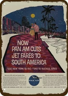 1961 PAN AM AIRLINES Buenos Aires Vintage-Look DECORATIVE REPLICA METAL SIGN • $24.99