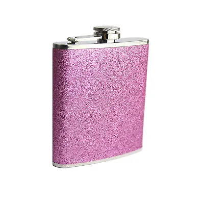 £6.99 • Buy 6oz Hip Flask Stainless Steel Pink Glitter Gift Hen Party Wedding Summer Gin