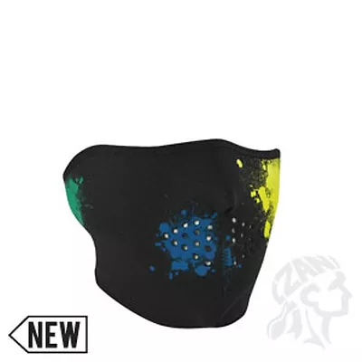 Glow In Dark Paintball Splatter Black Half Neoprene Face Mask Biker Costume Ski • $9.95