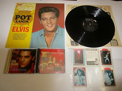 Elvis Presley  Lot   Record Album 2 Cd's & Cards     POT LUCK LP  NM /NM  G644 • $14.85