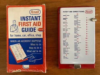 Vintage  Rexall Metal Flip Up Case -Instant First Aid Guide With Original Box • $15