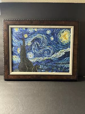 Van Gogh Starry Night Framed Impasto On Canvas Repro. Framed  16.5” X 20” • $35