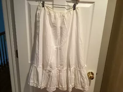 NEW Vintage Laura Ashley Adult White Petticoat Long Frilled Cotton Size Medium • $69.99