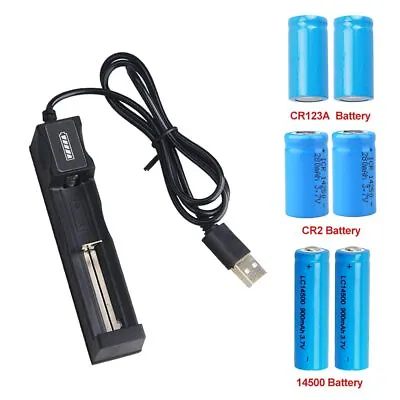 CR2 CR123A Rechargeable Battery 3.7v Charger For Laser Sight Scope Flashlight • £11.63