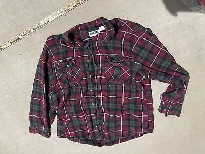 KingSize Mens Size XL Big Flannel Shirt Red Plaid Long Sleeve Pockets (WTF95) • $19.27