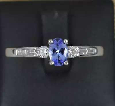 £445 • Buy ILIANA 18 Carat White Gold Tanzanite And Diamond Engagement Ring
