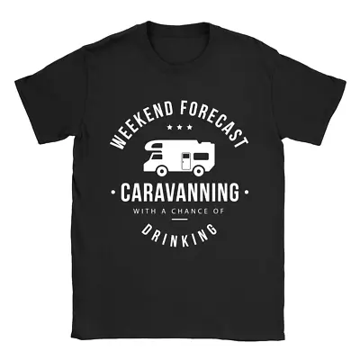 Caravanning Forcast Mens T-Shirt Gift For Dad Grandad Camping Caravan Funny • £8.99