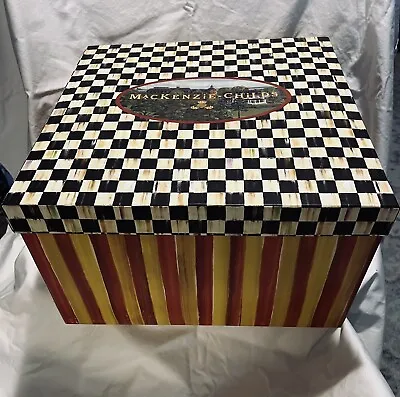 Mackenzie Childs Empty Gift Box Courtly Check 15” X 15” X 9” With Tissue Paper • $29.95