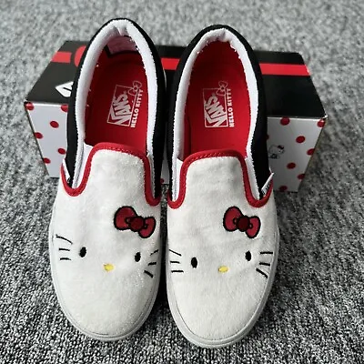 Vans Hello Kitty Trainers Womens UK3 EU35 White Classic Slip On Shoes • £40