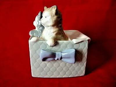 LLADRO NAO DAISA-2 Kittens In Basket W/ Bow From 1988 Perfect Condition-Sweet! • $32