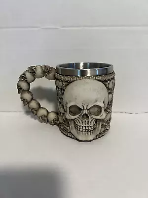 Skull Skeleton Mug Cup Resin Stainless Steel 3D Tankard Gothic Medieval • $24.35