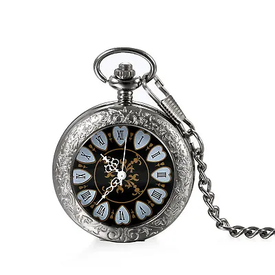 Mens Steampunk Hollow Mechanical Dial Pocket Watch Skeleton Retro Luxury Watches • $16.99