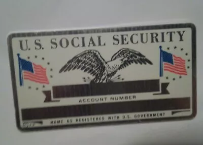 Vintage Metal Social Security Card NOS Twin American Flags • $1.99