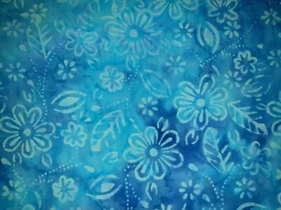 $7 • Buy Batik Cotton Quilting Craft Fabric Metre / Fat Long Quarter Blue Dreams 12