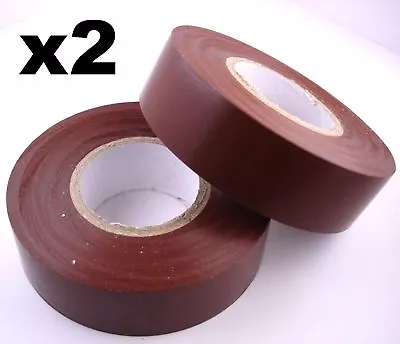 2x 20m Rolls Of High Quality PVC Insulation Tape BROWN • £3.89