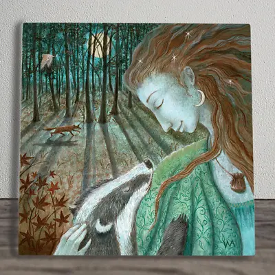 Ceramic Picture Tile Plaque  Lady Moon Serenity  By Wendy Andrew 20cm X 20cm • £25.95
