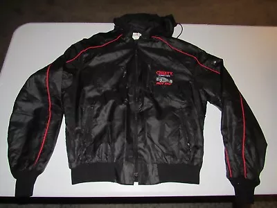 Vintage 1987 Indy 500 Chesty Men's Indycar Racing Black Zip Up Jacket Size L • $14.99