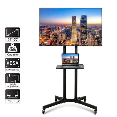 Mobile TV Cart Floor Stand Mount Home Exhibition Trolley For 32 -70  Television • £44.95