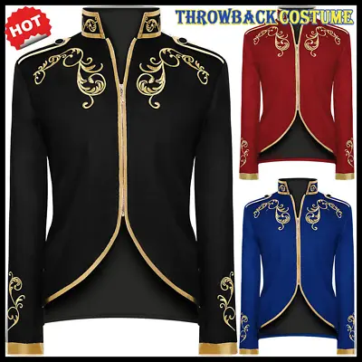 Men Prince Coat Medieval Steampunk Gothic Jackets Royal Guard Halloween Costume • $38.69