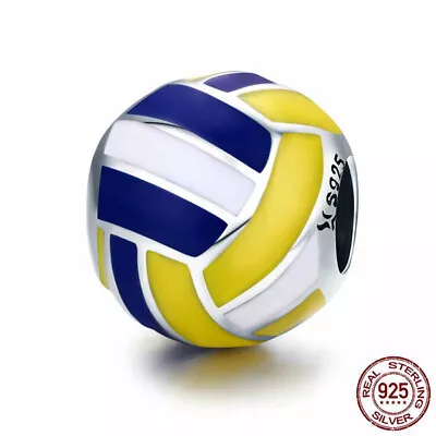 Authentic 925 Sterling Silver Sports Volleyball Charm Fit Moments Bracelets DIY • $17.09
