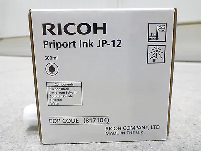 £15 • Buy Genuine Ricoh Priport Ink JP-12 600ml Black (817104) - Made In The U.K.