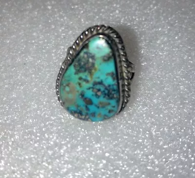 Vintage Turquoise Ring Sterling Silver Size 7.5 • $25.99