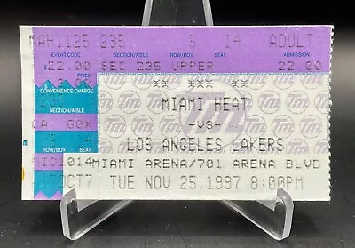 11/25/1997 NBA Ticket Stub Lakers @ Heat Kobe Bryant 2nd Game In Miami 16 Points • $50