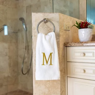 Monogrammed Hand Towels For Bathroom Luxury Hotel Quality Initial Set Of 2 • $22.99