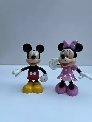 Mickey Mouse And Minnie Mouse Figures Disney Toys With Movable Legs - 8cm Tall • £6