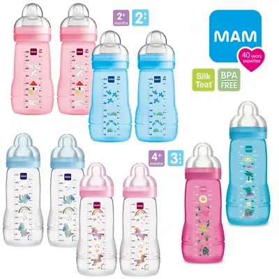 £18.99 • Buy MAM Easy Active Bottle Baby Milk Feeding Soft Skin Breast Silicone Silk Teat 