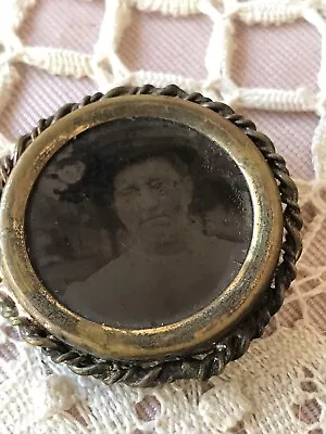 Antique Victorian Picture Frame Photo Pin Brooch Woman Portrait Mourning Jewelry • $14