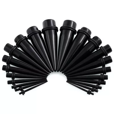 18er Set Black Pen Expander Rod Taper Ear Plug Tunnel Piercing Stretch • £9.95