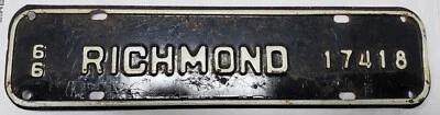 $17.99 • Buy Virginia 1966 CITY Of RICHMOND Virginia License Plate VA