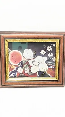 Vintage Small Country Print Framed Picture Signed Magnolia Flag And... • £17.37