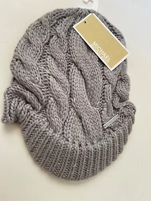 Michael Kors Access Cable Knit Cap Hat Beanie Pearl Heather Gray Retail $58 New • $14.39