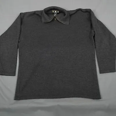 J Riggings Mens Sweater Medium Gray Ribbed 1/4 Zip Pullover Grandpa Casual • $13.58