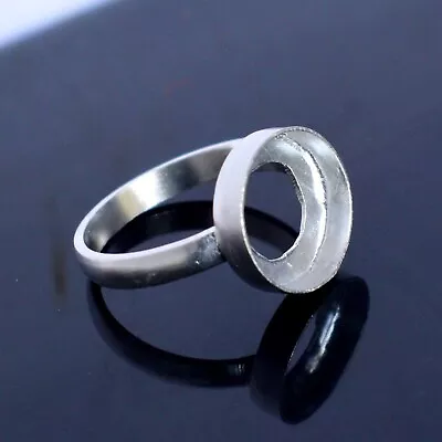 Solid 925 Silver Blank Round Bezel Cup Ring Base Handmade Setting Ring Supplies • $12.15