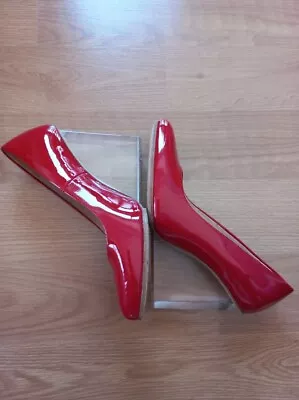 Maison Martin Margiela H&m Plexi Lucite Clear Wedge Red Patent Heels Size: Eu 38 • $99