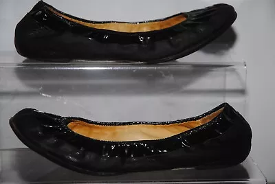 Lanvin Womens Black Leather Ballerina Flat Shoes Uk Size 7 WORN • £0.99