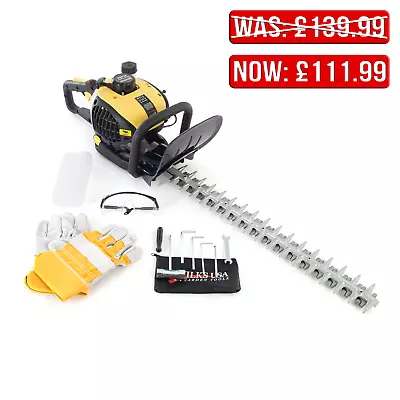 Wilks-USA 22.5cc Petrol Hedge Trimmer 60cm Dual-Action Blade & Air-Cooled Garden • £111.99