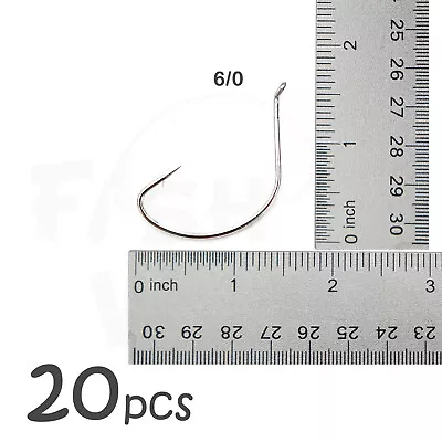 20pcs Fish WOW!® Size 6/0 Fishing Kahle Hooks Wide Gap Turned-up Eye Hi-carbon • $11.82
