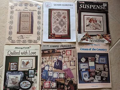 Lot #2: Vtg Lot Of 6 Counted Cross Stitch Pattern Books/Patterns  • $8