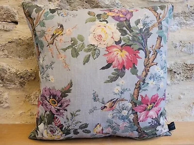 Liberty Arts Lady Kristina Floral Silver Linen &  Velvet Fabric Cushion Cover • £32.50