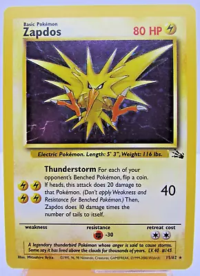 Zapdos 15/62 Fossil Set HOLO Rare WOTC Pokémon Card • $3.25