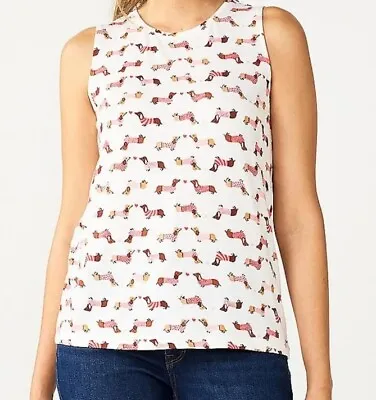 Dachshund Doxie Dog Sleeveless Valentines T-shirt Blouse Large FREE SHIP NWT  • $17.99