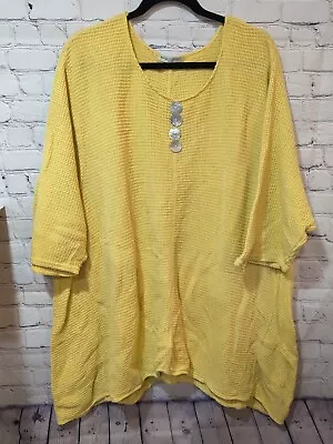 Margaret Winters Yellow Waffle Knit Sweater Lagenlook Textured Knit Plus Size 3X • $29