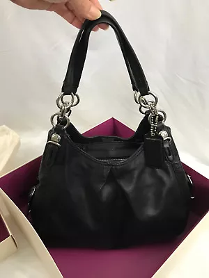 Coach Black Leather Handbag-Coach Maggie Mia Handbag-Black Tote Bag Hobo $358 • $260