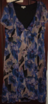 $5 • Buy Autograph Polyester Cap Sleeve Flowy Blue Floral Dress Plus Size 20