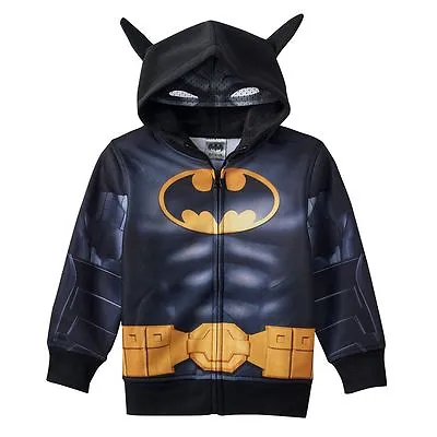 DC Comics Batman Mask And 3D Ears Zip-Up Hoodie Size 7X $38 RV NWT • $24.99