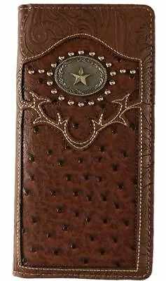 Star Mens Wallet Western Bifold Check Book Style W069-13 Brown • $11.99